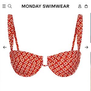 Monday Swimwear Red Geometric Bikini Top